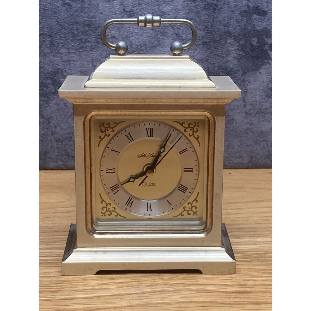 Seth Thomas Carriage Quartz Alarm Clock Rapture Mantle Japan‎ Brass 6" -parts